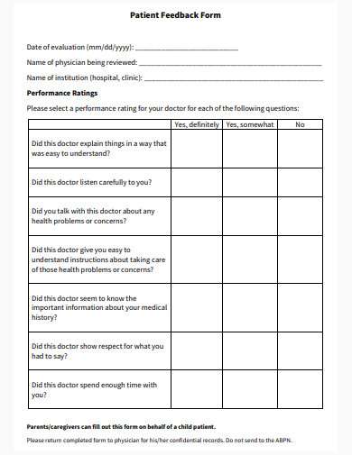 patient feedback form