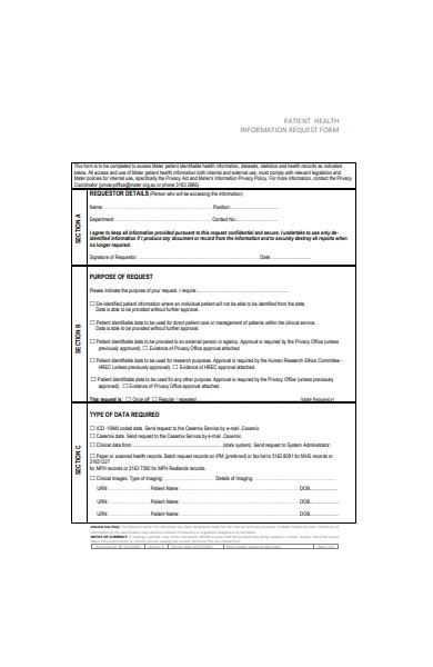 patient health information request form