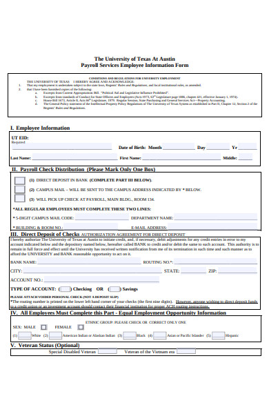 payroll service employee information form