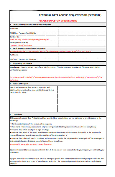 personal data content form