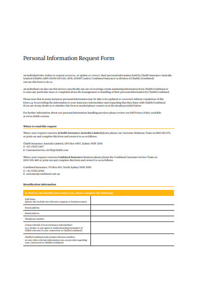 personal information request form in pdf