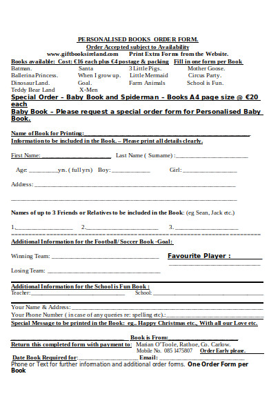 FREE 31+ Book Order Forms in PDF | MS Word | Excel