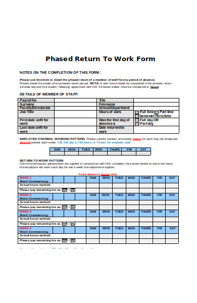 phased return to work form