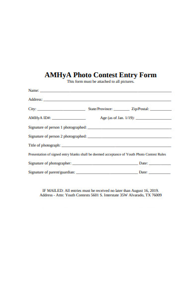 photo contest entry form