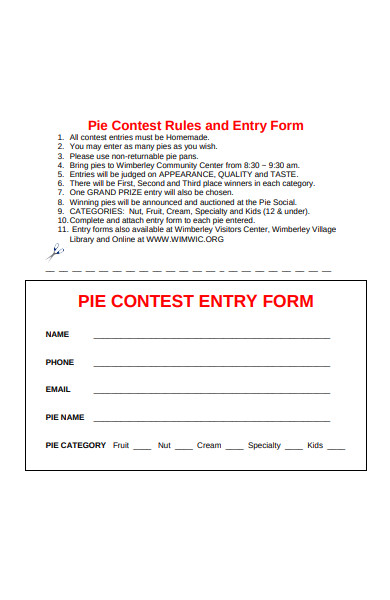 pie contest entry form