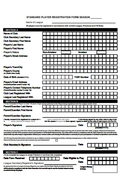player registration form