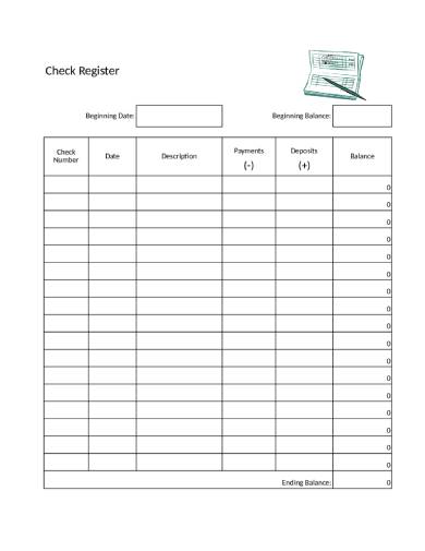 FREE 10  Check Register Form Samples PDF MS Word Google Docs