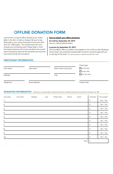 printable donation form