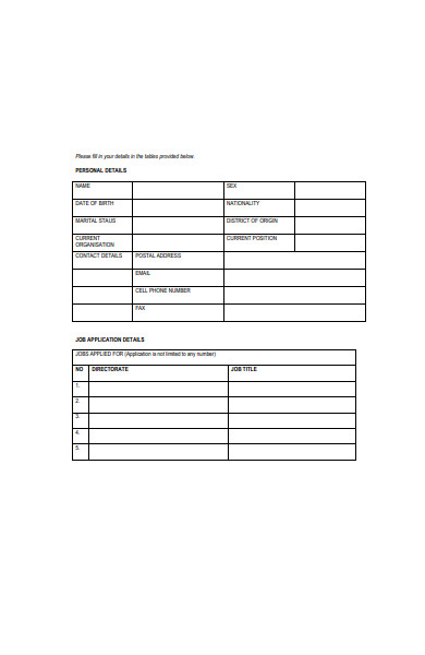printable job application form in pdf
