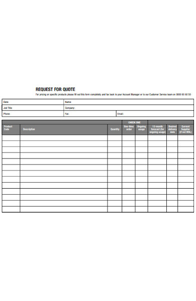 product quote form