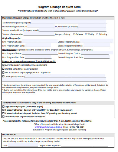 program change request form
