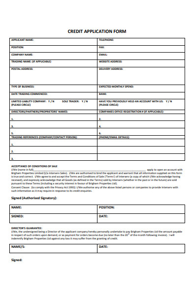 property credit application form