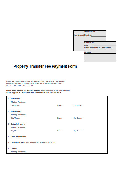 property transfer payment form