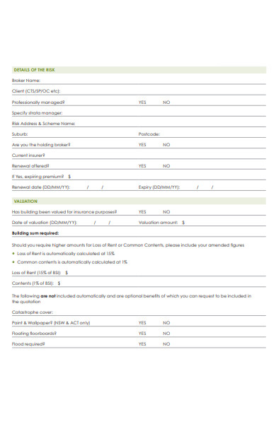 proposal quote form
