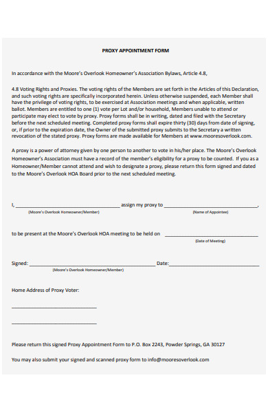 proxy appointment form
