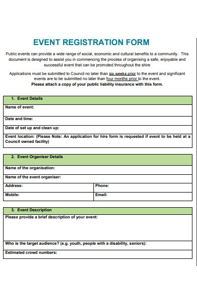 public event registration form