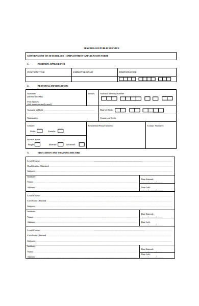 public service employment application form