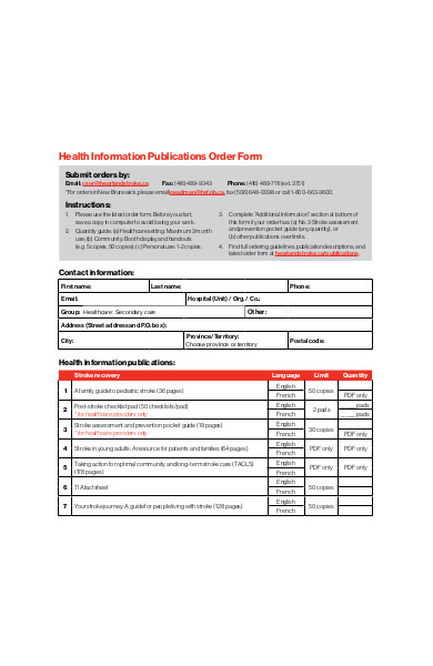 publication order form template