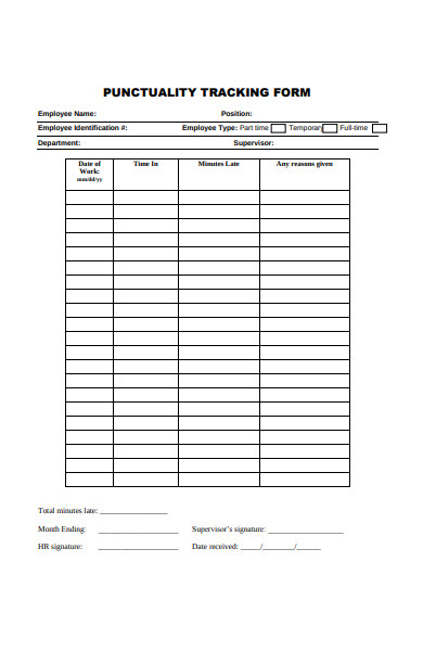 punctuality tracking forms