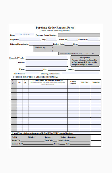 purchase order request form