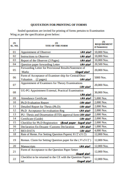FREE 52+ Quote Forms in PDF | MS Word | Excel