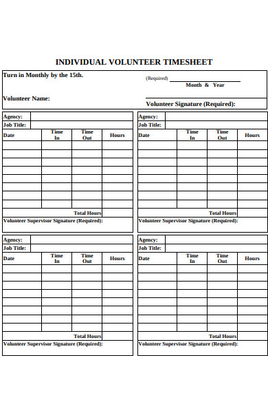 rsvp individual timesheet form
