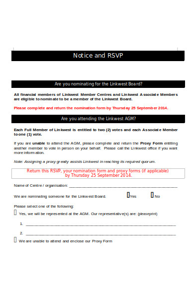 rsvp notice form