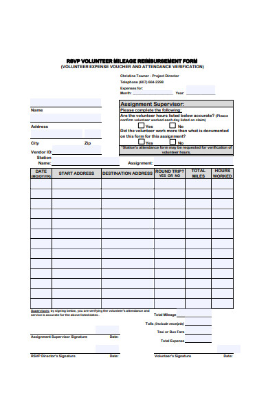 rsvp reimbursement form