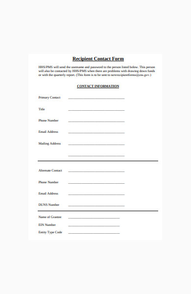 recipient contact form