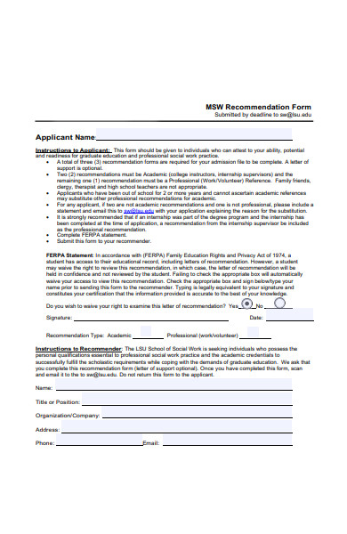 FREE 50+ Recommendation Forms in PDF | MS Word
