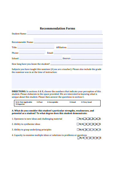 FREE 50+ Recommendation Forms in PDF | MS Word