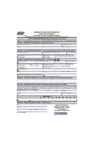 record information request form