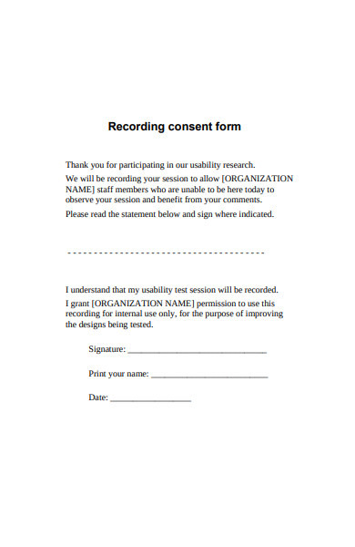 recording consent form