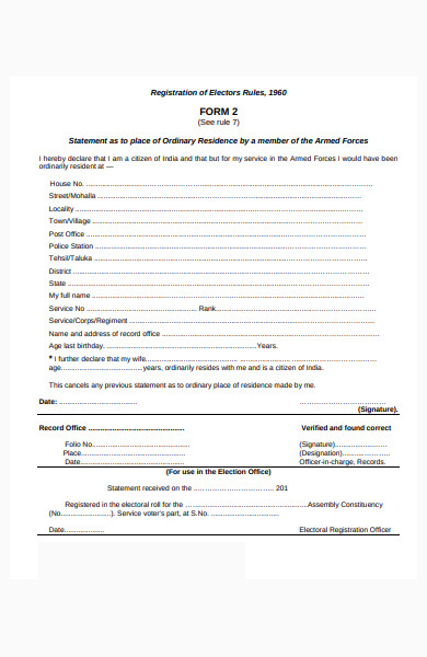 registration of electors service form