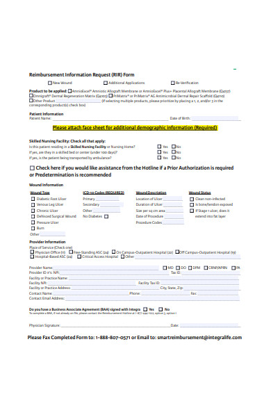 reimbursement information request form
