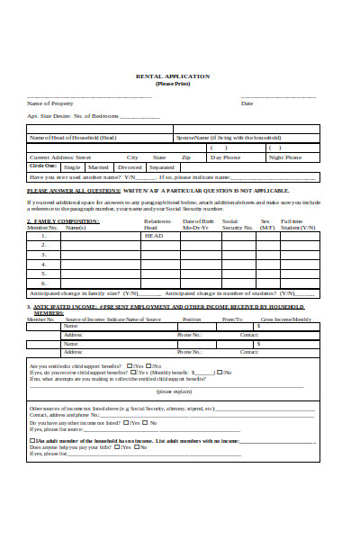 rental application form in doc