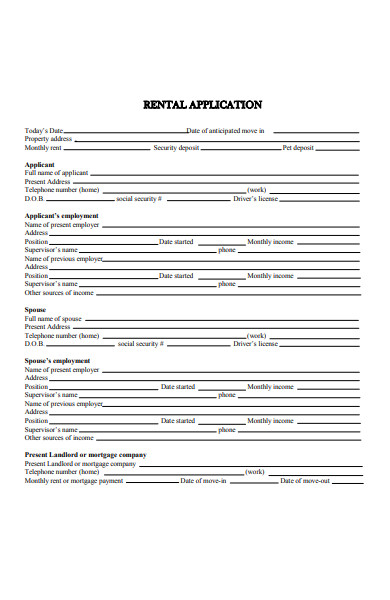 Free 32 Rental Application Forms In Pdf Ms Word Xls 2998