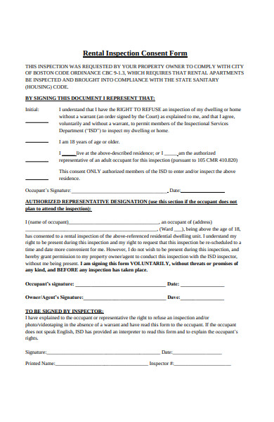 rental inspection consent form
