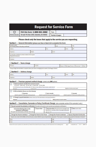 request for service form
