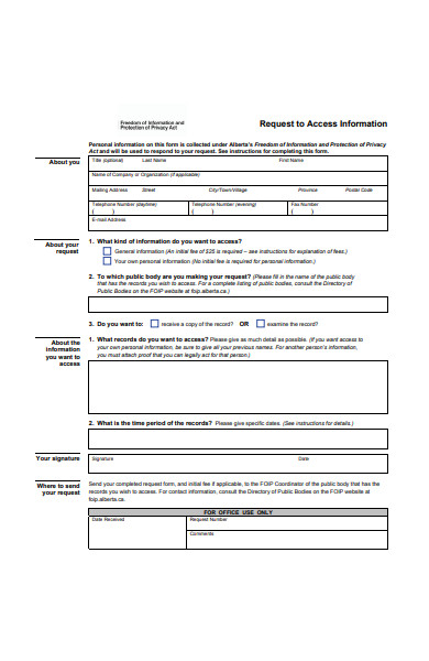 request to access information form