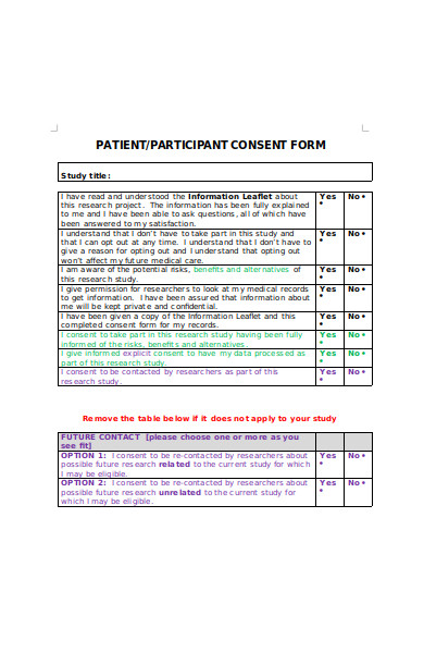 research participant consent form