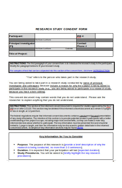 research study consent form