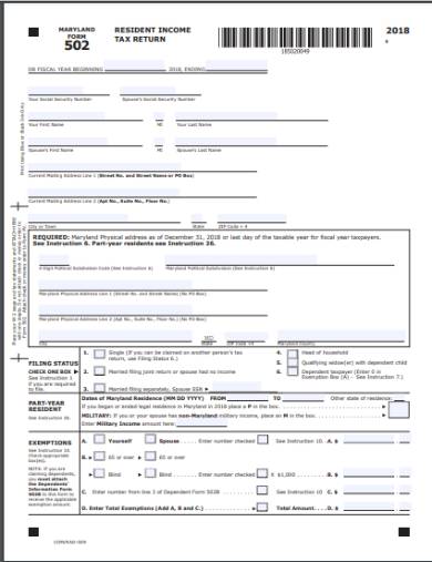 resident income tax return form