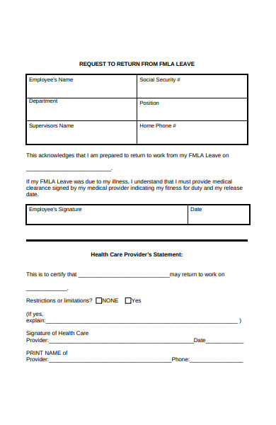 FREE 50 Return To Work Forms In PDF MS Word FREE 50 Return To Work Forms In PDF MS Word
