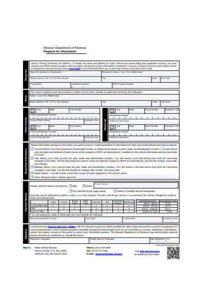 revenue information request form