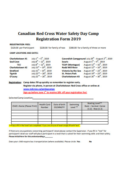 safety camp registration form