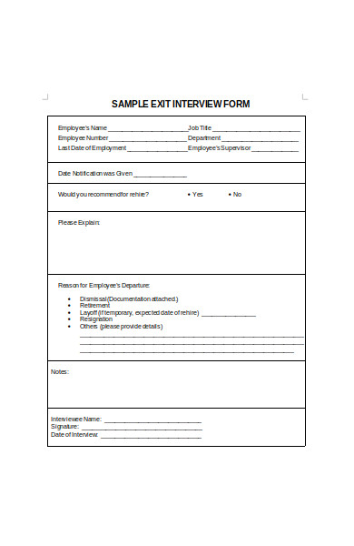 sample exit interview form