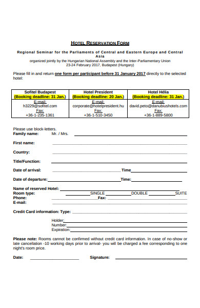 sample hotel reservation form in pdf