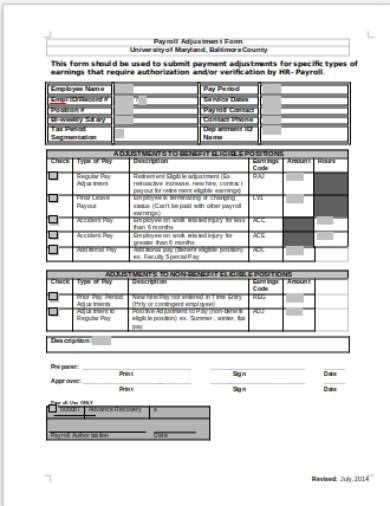 sample payroll adjustment form 
