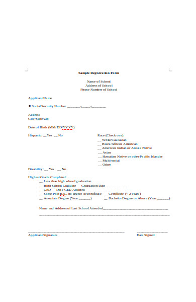 sample registration form